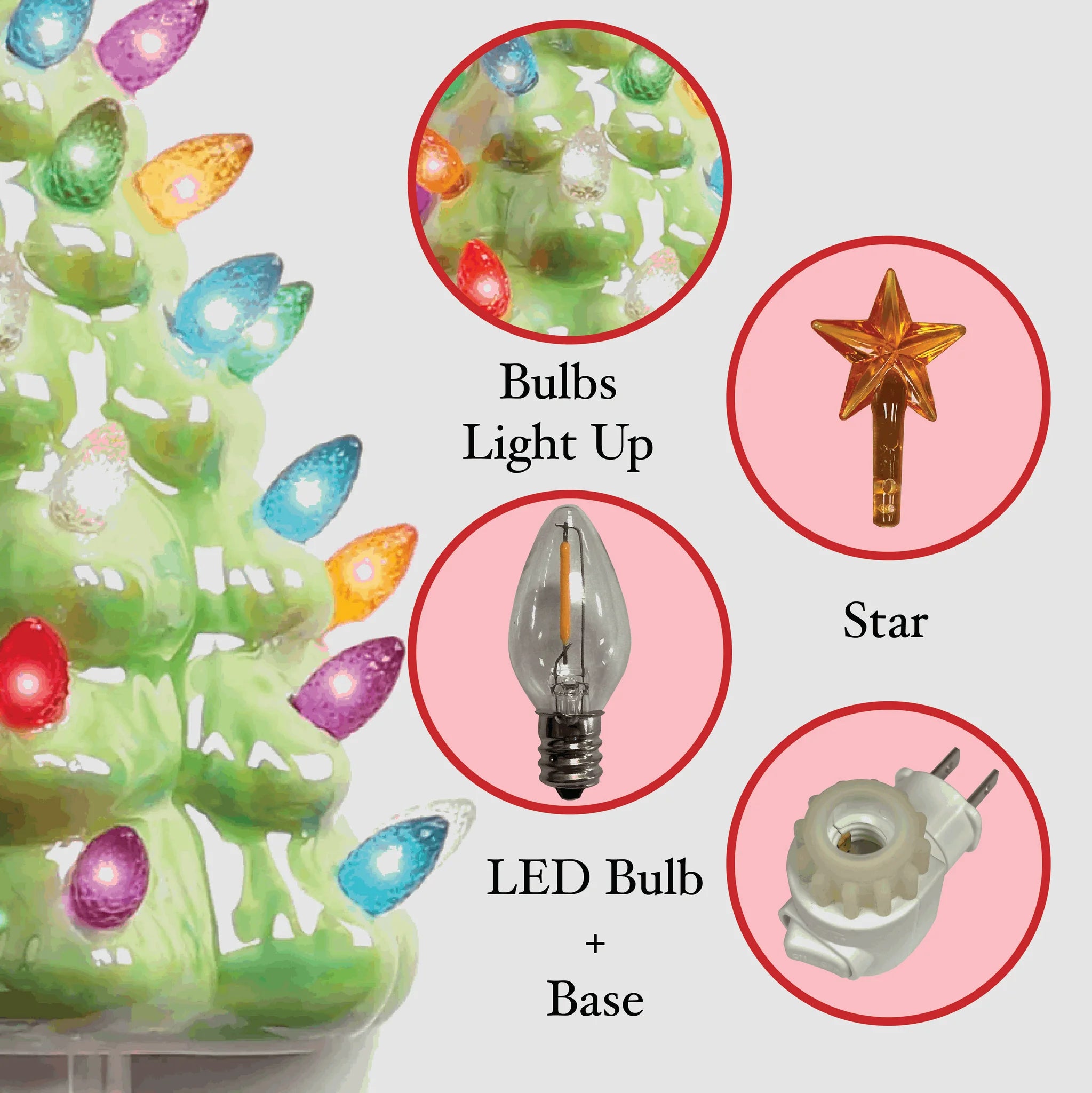 Ceramic Christmas Tree Night Light (Pearl Green)
