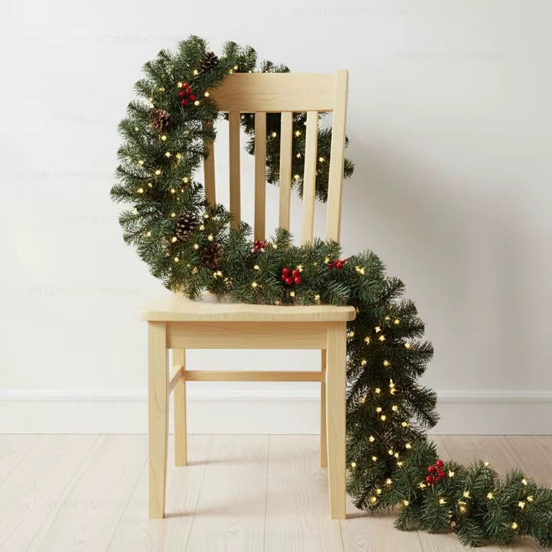 2.7M Christmas Garlands, Christmas Garland with Pinecones Red Berries, Fireplaces Stairs Front Door Xmas Party New Year Decor