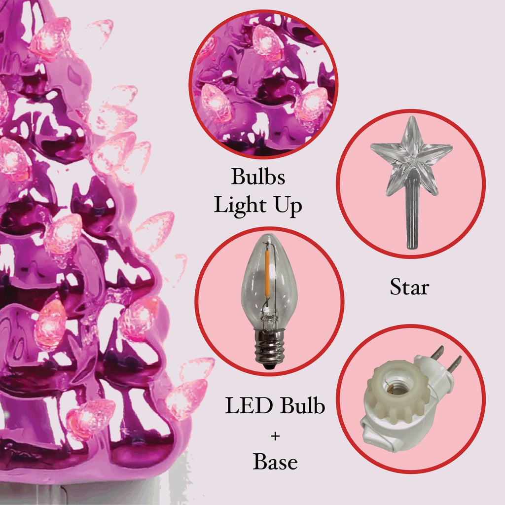 Ceramic Christmas Tree Night Light (Pearl Pink)