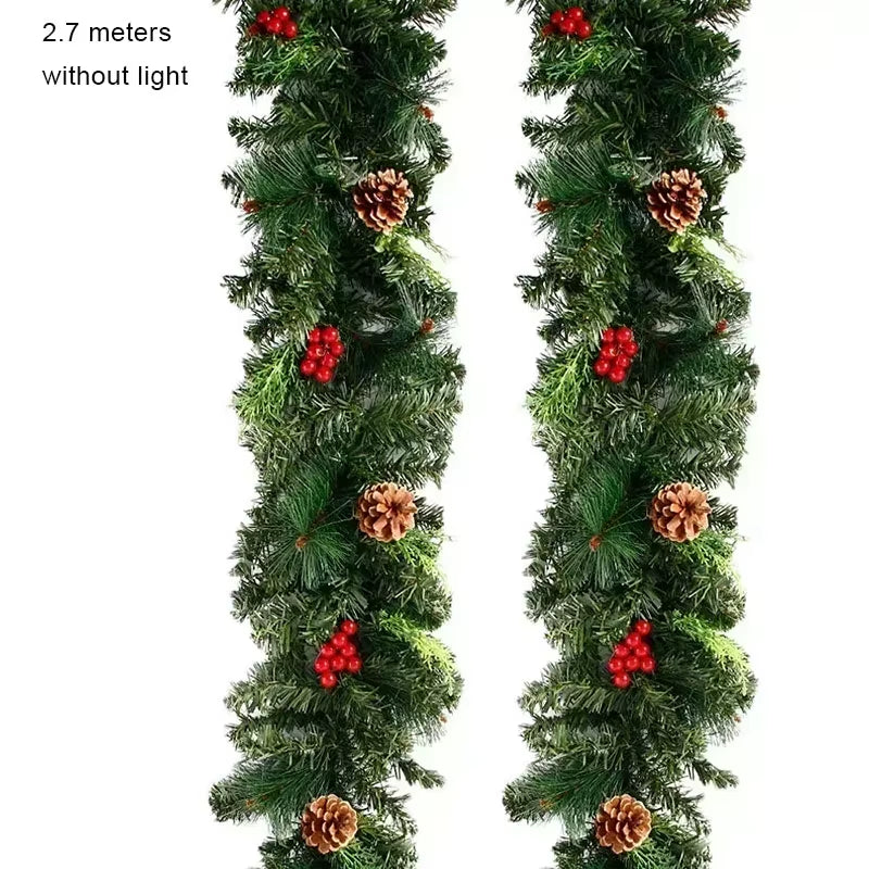 2.7M Christmas Garlands, Christmas Garland with Pinecones Red Berries, Fireplaces Stairs Front Door Xmas Party New Year Decor