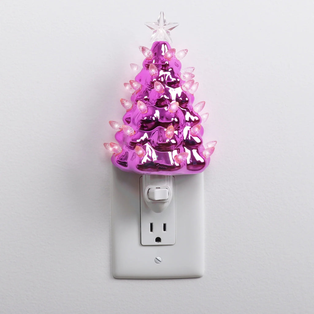 Ceramic Christmas Tree Night Light (Pearl Pink)