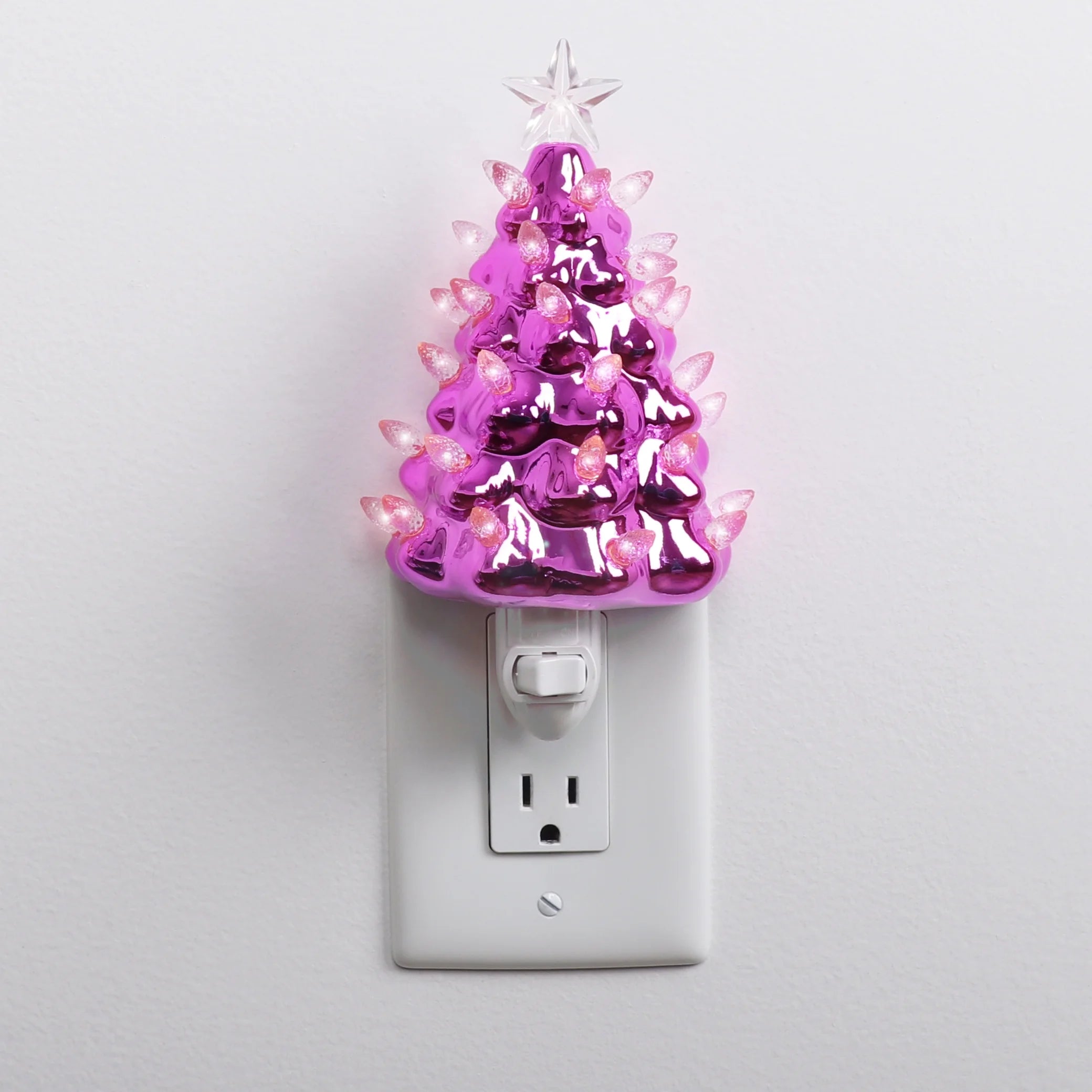 Ceramic Christmas Tree Night Light (Pearl Pink)