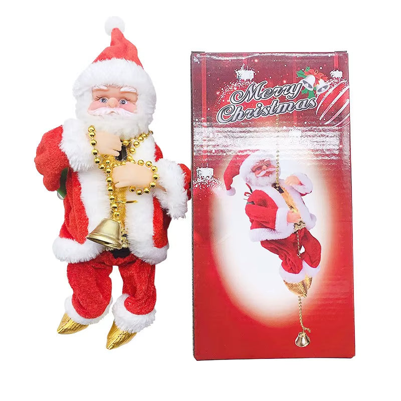 Music Santa Claus Toy, Electric Santa Claus Climbing Rope, Home Christmas Tree Decor, Musical Santa Kids Christmas New Year Gift