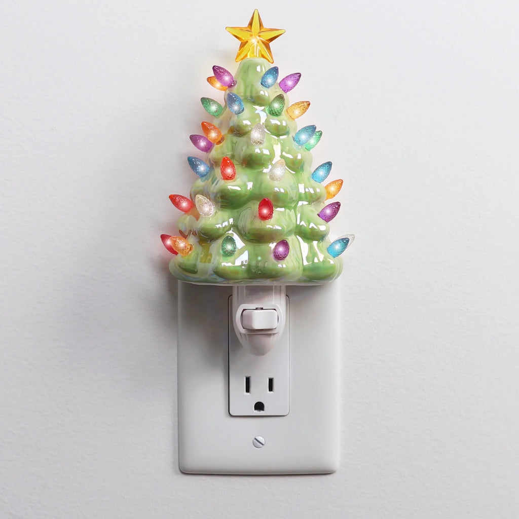 Ceramic Christmas Tree Night Light (Pearl Green)