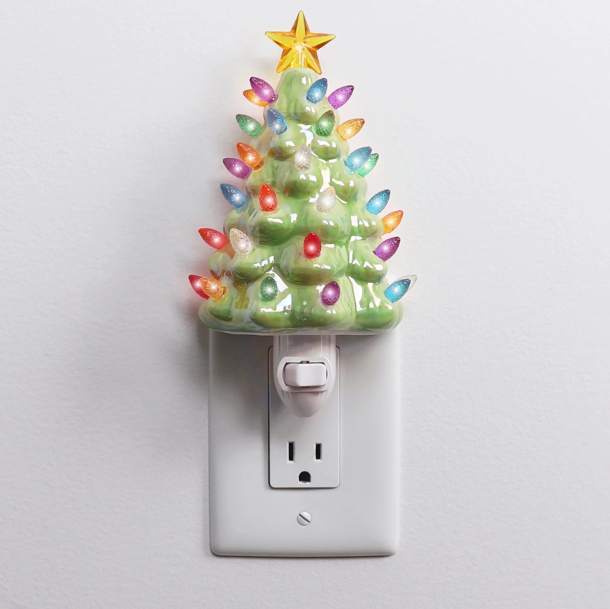 Ceramic Christmas Tree Night Light (Pearl Green)